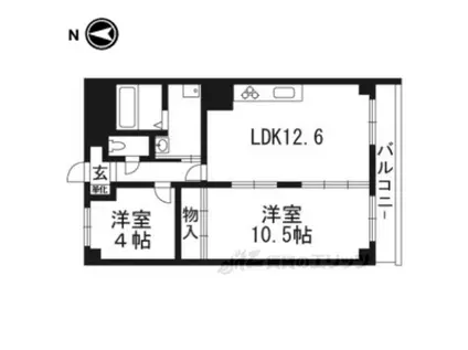 五条ローズハイツA棟(2LDK/8階)の間取り写真