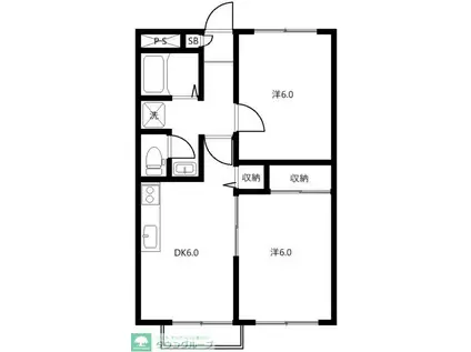 ヴィヴレ・シン(2DK/1階)の間取り写真