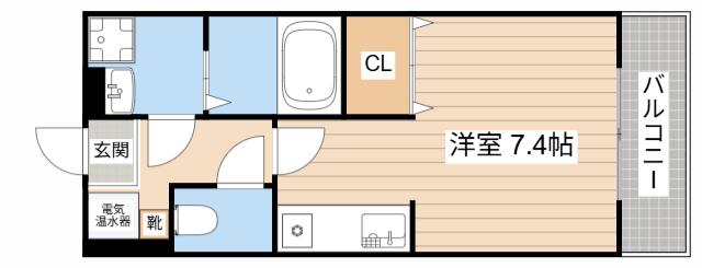 エクセル田中 E(ワンルーム/2階)の間取り写真