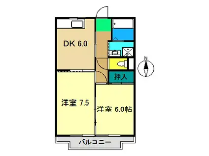 南海ハイツ(2DK/3階)の間取り写真