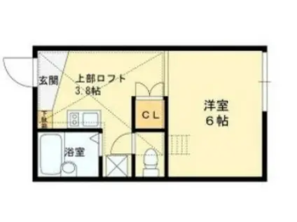 ベルディール高美(1K/2階)の間取り写真