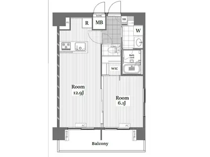 ヴィアシテラ赤坂(1LDK/8階)の間取り写真