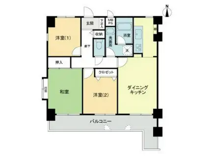 ライオンズマンション岡山医大東第2(3DK/9階)の間取り写真