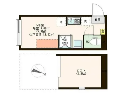 エスポワールSOYA(ワンルーム/2階)の間取り写真