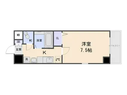 ロイヤルシティー西大路(1K/2階)の間取り写真