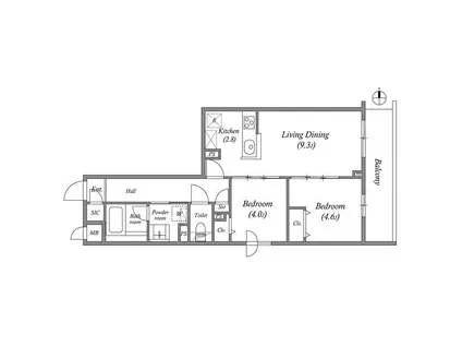 プライムガーデン若木(1LDK/1階)の間取り写真