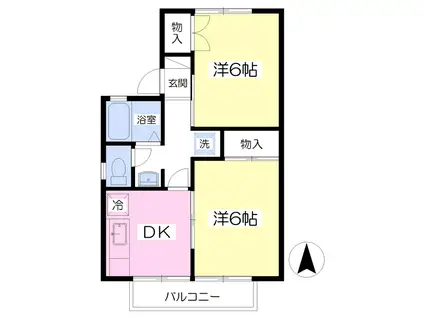 コーポ・クレアールB(2K/2階)の間取り写真