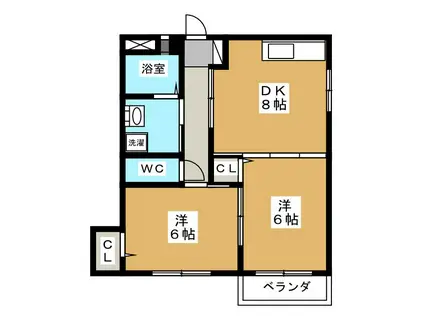 GRAND IS(2DK/2階)の間取り写真