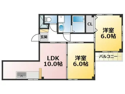 TRINITY(2LDK/1階)の間取り写真