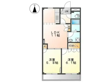 マンションソレイユ(2LDK/1階)の間取り写真