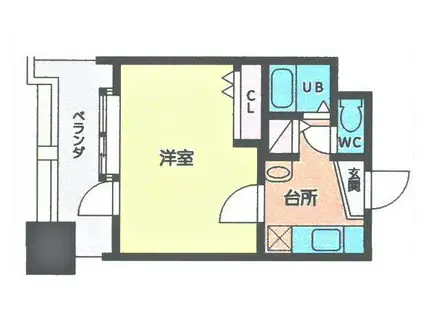 ニューサンリバー8番館(1K/9階)の間取り写真