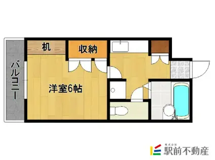 ロックフィル瀬下(1K/3階)の間取り写真