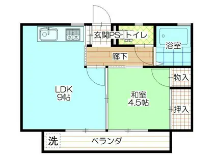 コーポ宮川(1LDK/2階)の間取り写真
