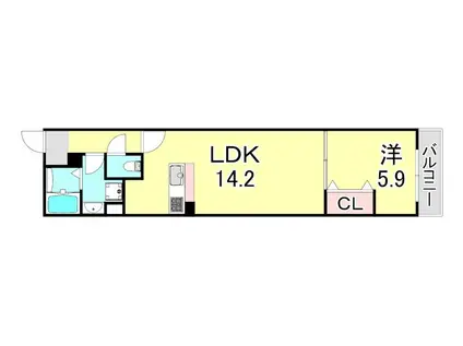 エルデ神戸(1LDK/1階)の間取り写真