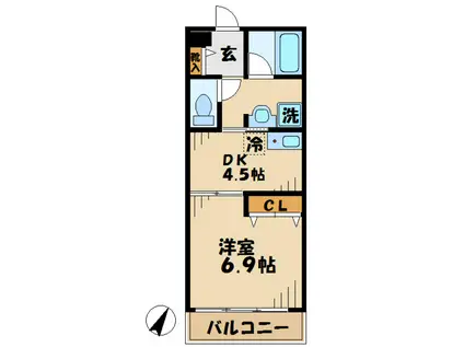 デルニエ(1DK/2階)の間取り写真