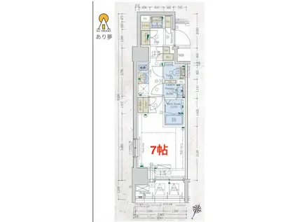 GENOVIA阪東橋IISKYGARDEN(1K/6階)の間取り写真
