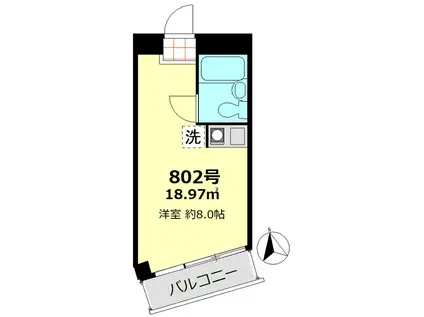 芝ビルディング(ワンルーム/8階)の間取り写真
