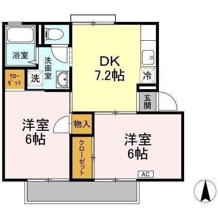 フローレス福富(2DK/1階)の間取り写真