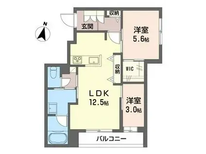 ＪＲ埼京線 北与野駅 徒歩15分 3階建 新築(2LDK/2階)の間取り写真