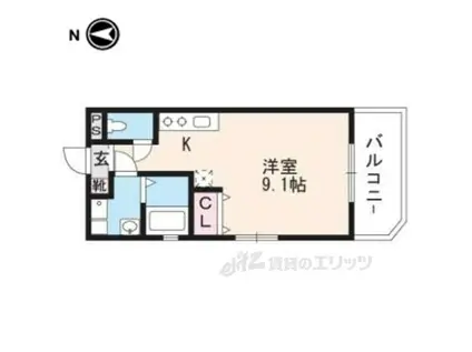 パークス京都東(1K/1階)の間取り写真