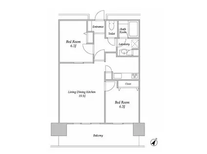 プラザタワー勝どき(2LDK/34階)の間取り写真
