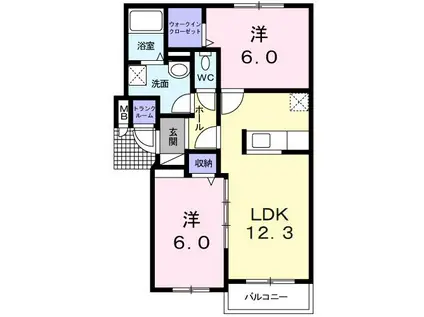 グルービー(2LDK/2階)の間取り写真
