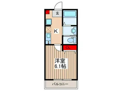 キャメルこの花土呂町(1K/2階)の間取り写真