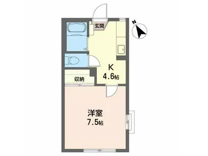 ユーロ・ハイツ名須川D(1K/1階)の間取り写真