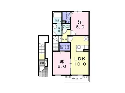ホワイト・プレセアA(2LDK/2階)の間取り写真