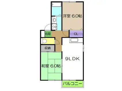 セジュールOK B棟(2LDK/1階)の間取り写真
