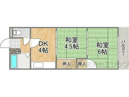 サンロイヤル柴島パートII(2DK/4階)の間取り写真
