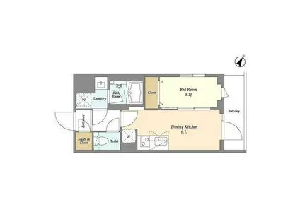 ドゥーエ曳舟II(1DK/5階)の間取り写真