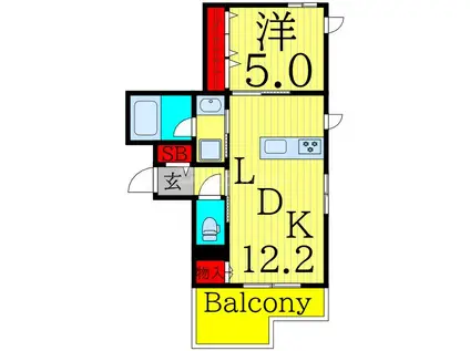 南葛西2丁目メゾン(1LDK/2階)の間取り写真