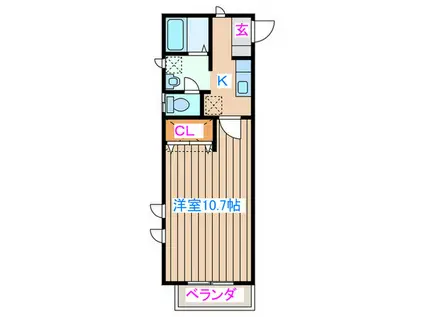 シンフォニア(1K/1階)の間取り写真