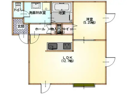 コーポ友里(1LDK/2階)の間取り写真