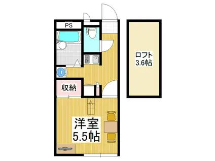 パティオ浅間(1K/1階)の間取り写真