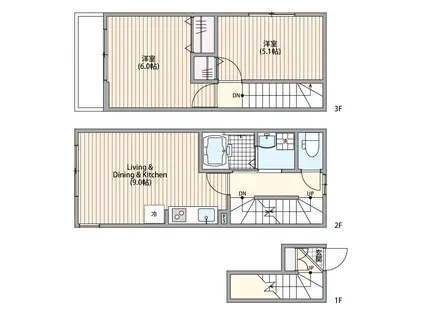 ミハス芦花公園西(2LDK/2階)の間取り写真