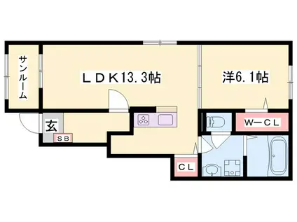 アイルー II(1LDK/1階)の間取り写真