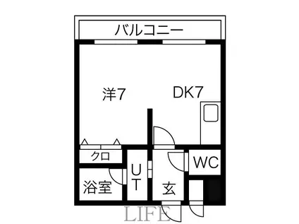 ハイフィールド88(1DK/4階)の間取り写真