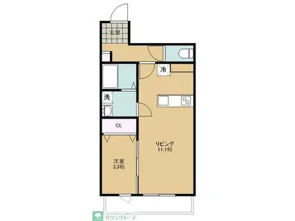 キャメル宮原9(1LDK/3階)の間取り写真