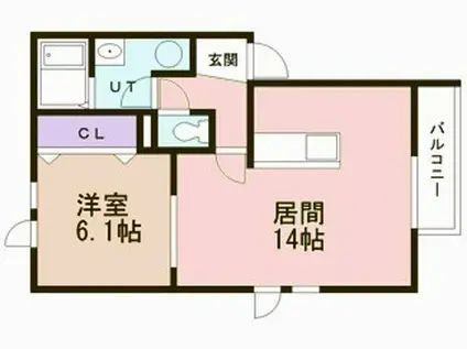 Iルーム(1LDK/2階)の間取り写真
