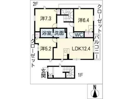 COZY COURT(3LDK/2階)の間取り写真