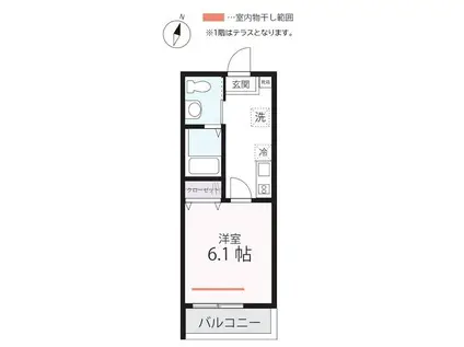 ハーミットクラブハウスピュアプレズン(1K/3階)の間取り写真