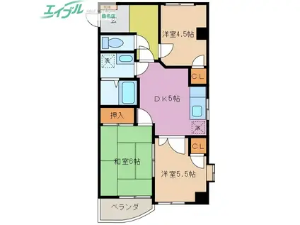 グランディルジン(3DK/3階)の間取り写真