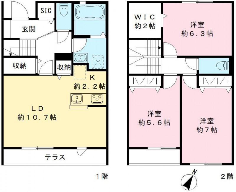 THE PARK.A・B棟(3LDK/2階)の間取り写真