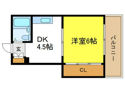 レナジア平野上町(1DK/3階)の間取り写真