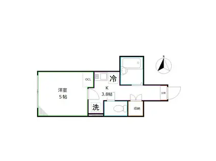サザンロード国分寺(1K/1階)の間取り写真
