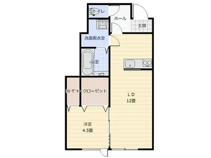 西大野4丁目 アパート(1LDK/1階)の間取り写真