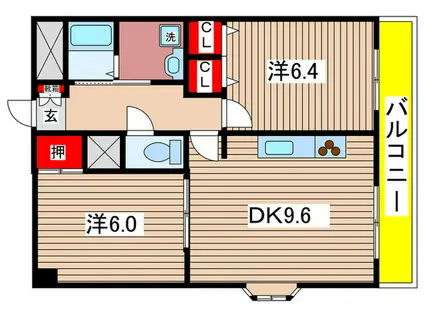 エルマーナI(2DK/8階)の間取り写真