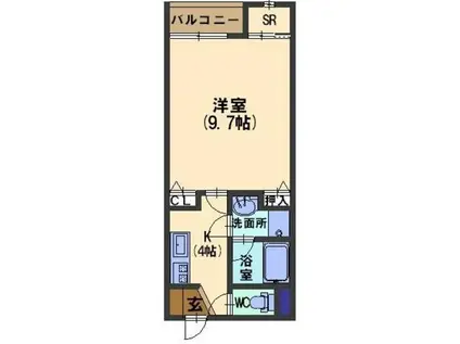 NOVEM駅西(1K/3階)の間取り写真